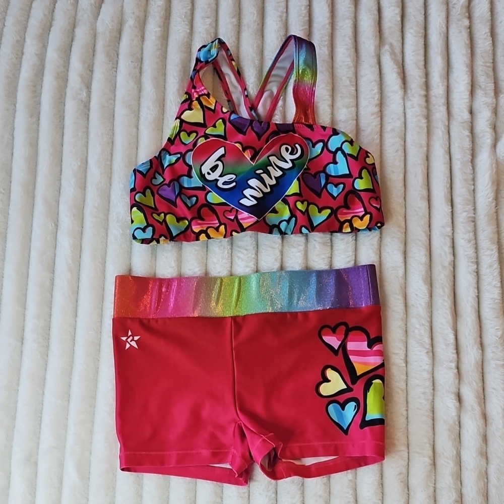 Rebel Athletic Colorful Heart Print Activewear Set